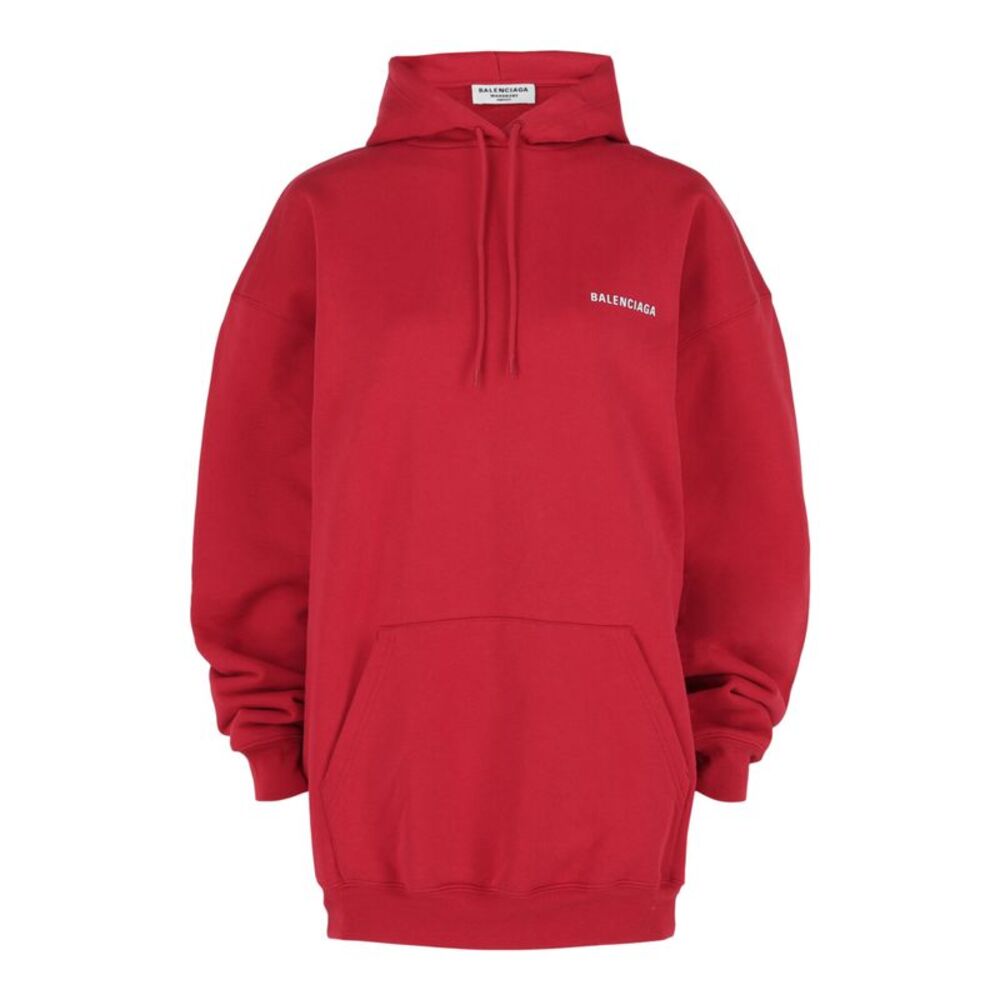 Balenciaga Medium Fit Logo Hoodie Red Womens